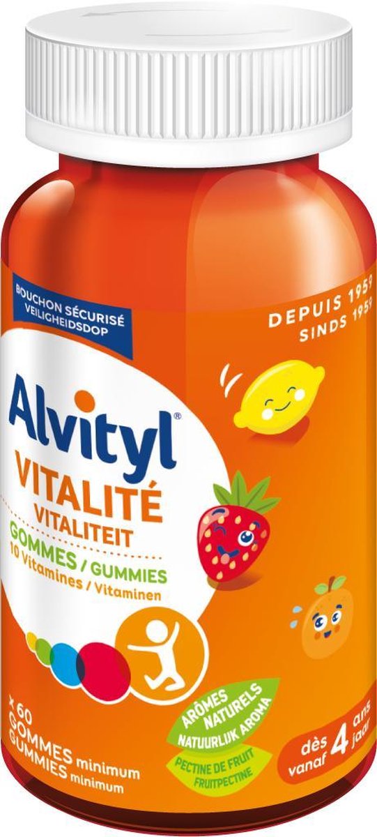 Goedkoopste Alvityl® Gummies - 10 Vitaminen (B/C/D) & Mineralen Fruitsmaken - Energie & Vitaliteit - Vanaf 4 Jaar - 60 Gummies