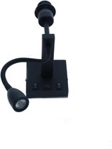 Quad Wandlamp zwart met flex leeslamp & USB - Modern - Artdelight - 2 jaar garantie