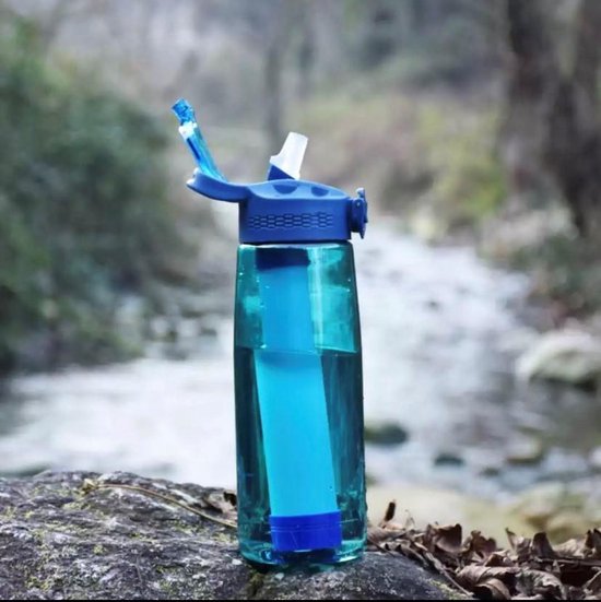 Installeren kubiek dood Waterfles met filter-waterfilter-survival-drinkfles-filter... | bol.com