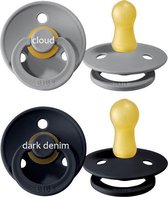 BIBS fopspeen set van 2 - CLOUD & DARK DENIM - Maat 2 - T2 Leeftijd: 6-18 maanden