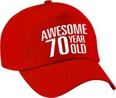Awesome 70 year old verjaardag pet / cap rood voor dames en heren - baseball cap - verjaardags cadeau - petten / caps