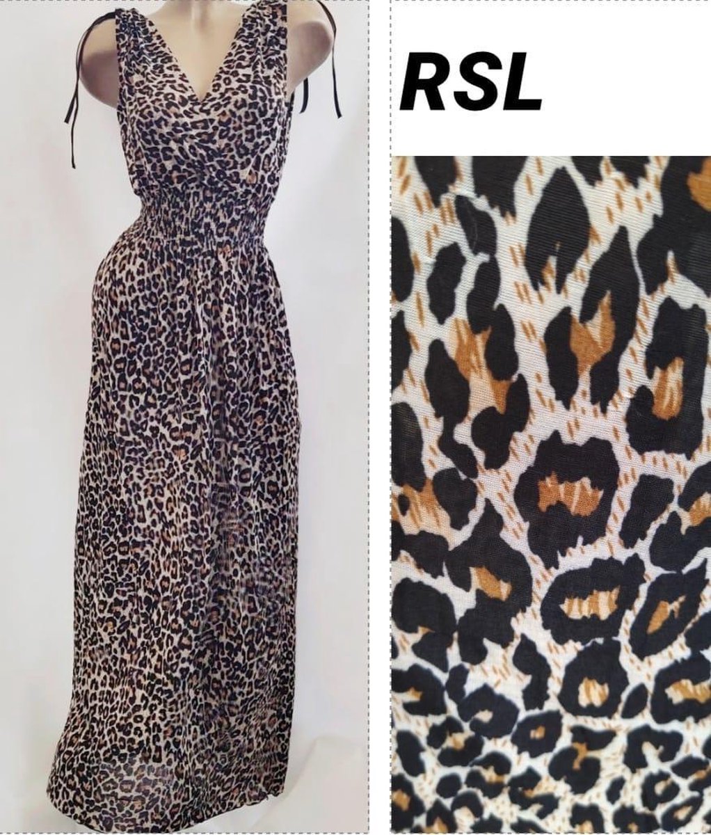 Dames jurk met panterprint bruin one size 36-42