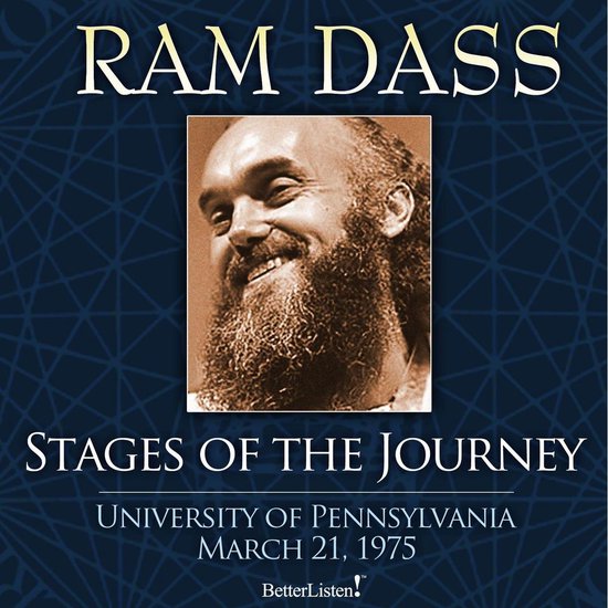 Ram Dass, 'Stages of the Journey', University of Pennsylvania, 21 maart 1975. Portret van Ram Dass met baard en glimlach.