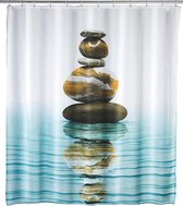 Rideau de douche en textile Papillon avec impression photo de méditation - 180 (l) x200 cm.