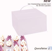 ChocoPatiss® Herbruikbare, kunststof Cake Box 32x32x15cm, taartdoos met vrijstaande cupcake insert voor 24 mini cupcakes.