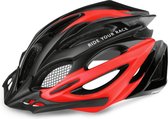 R2 - Pro-Tec Fietshelm - Wielren / Mountainbike fietshelm - Ook geschikt als Ebike helm - Met afneembaar zonnevizier - Zwart/Rood - Maat M (56 - 58cm)