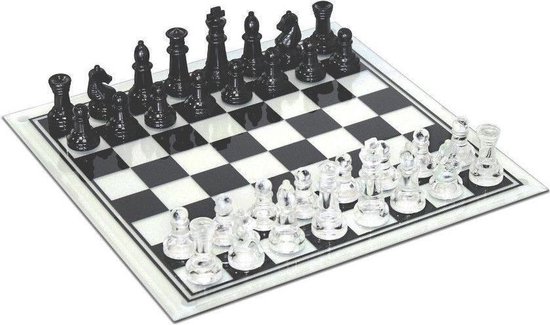 leven Onheil porselein Glazen schaakspel 35 cm groot | Games | bol.com