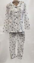 Dames pyjama set met bloemenprint en een kraag XXL 44-46 wit/blauw