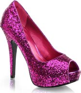 Roze glitter peep toe pumps 41