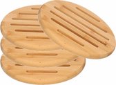 4x Houten pannenonderzetters rond 20 cm - Zeller - Keukenbenodigdheden - Kookbenodigdheden - Pannen/schalen onderzetters van hout