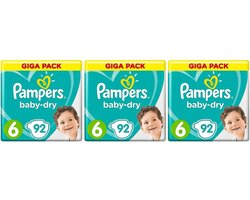 Pampers Luiers Baby Dry Maat-6 Extra Large 15+kg Vooreelverpakking 276 Luiers