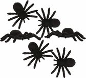 Halloween - 6x Nep spinnen 10 cm Halloween decoratie - Horror themafeest versiering - Plastic/kunststof dieren