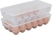 Eierhouder voor koelkas, 18 eieren, 2 Voor de prijs van 1, Transparante Eierdoos van 18 eieren, (2x18)