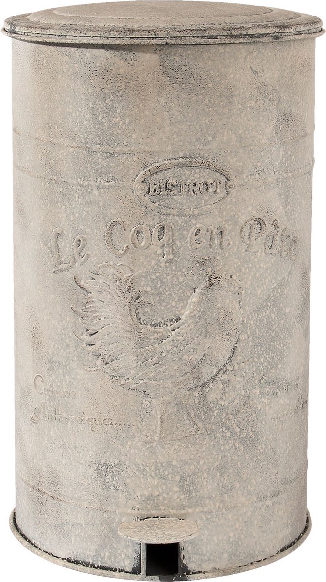 Goedkoopste Clayre & Eef Pedaalemmer 12000 ml Wit IJzer Kip