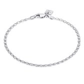 Twice As Nice Armband in zilver, ovale schakels en gebeitelde rondjes  18 cm