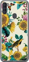 Samsung A11 hoesje siliconen - Zonnebloemen / Bloemen | Samsung Galaxy A11 case | geel | TPU backcover transparant