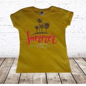 Meisjes T-shirt Summer Vibes geel -Fruit of the Loom-158/164-t-shirts meisjes