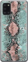 Samsung A31 hoesje siliconen - Slangenprint pastel mint | Samsung Galaxy A31 case | mint | TPU backcover transparant