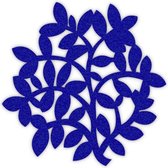 Takjes en bladeren vilt onderzetter - Donkerblauw - 6 stuks - ø 9,5 cm - Tafeldecoratie - Glas onderzetter - Cadeau - Woondecoratie - Woonkamer - Tafelbescherming - Onderzetters Vo