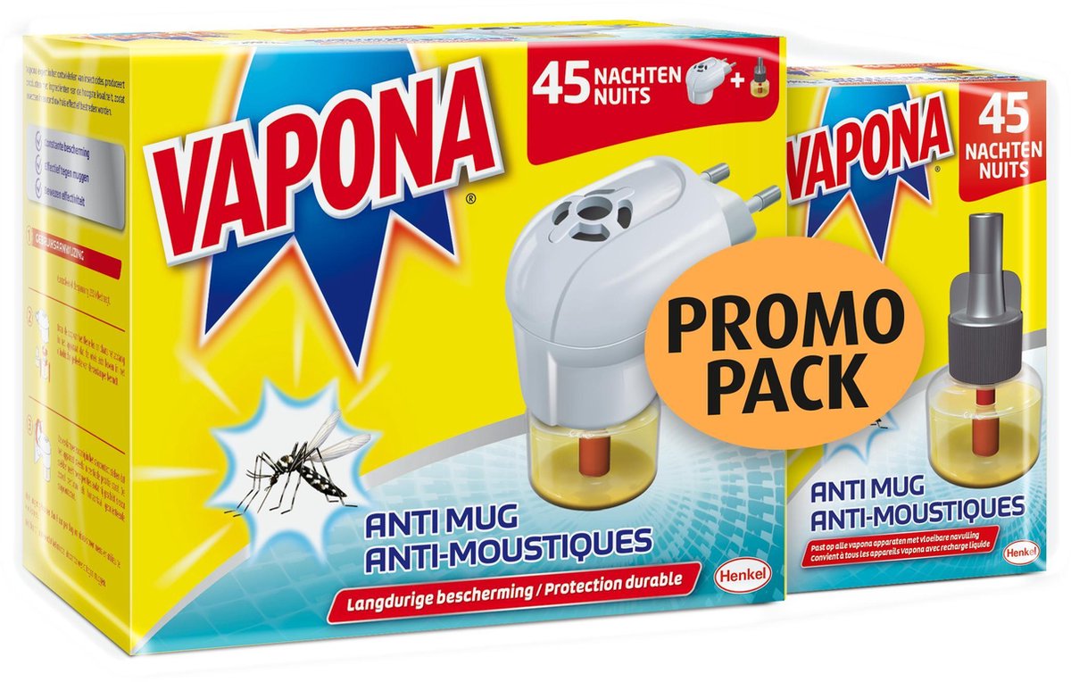 VAPONA Insecten Bestrijding - Anti Mug Muggenstekker - Voordeelverpakking -  Extra... | bol