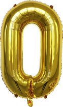 Folie Ballonnen XL Cijfer 0 , Goud, 86cm, Verjaardag, Feest, Party, Decoratie, Versiering, Miracle Shop