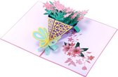 3D bloemenkaart Narcissen Boeket Wenskaart Kerst Verjaardag Nieuwjaar