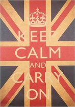 Keep Calm Carry On Vintage Look Poster 51x36cm. Strakke Heldere kleuren