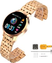 Smartwatch Belesy® BQ7PRg - Smartwatch Dames - Smartwatch Heren - Horloge - Stappenteller - 1.3 inch - Kleurenscherm - 10x Sporten - INDOOR en OUTDOOR - Schakelband - Rosegoud