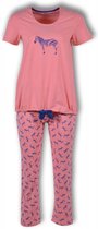 Woody pyjama meisjes – zalmroze – zebra – 191-1-YPA-Z/451 – maat 128