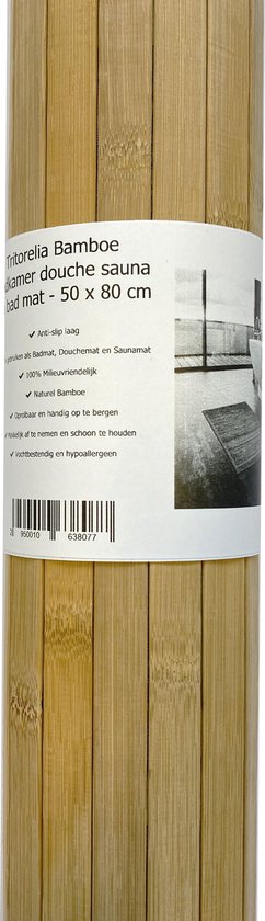 Tritorelia Bamboe badkamer douche sauna en bad mat - 50 x 80 cm - Tritorelia