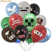 MINECRAFT LATEX 24 x  ballonnen 30 cm | party | feestje | verjaardag