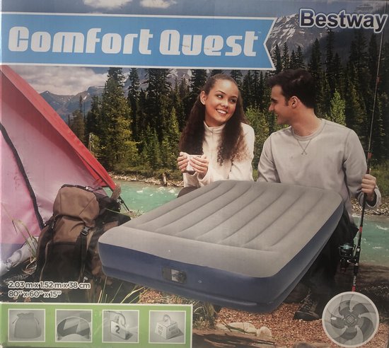 Bestway Comfort quest 2 Persoons Luchtbed Ingebouwde Luchtpomp - Blauw/Grijs — afbeelding 5