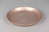 Rasteli Schaal-Ronde Schaal Gehamerd Aluminium Goud-Rose D 35 cm H 4 cm
