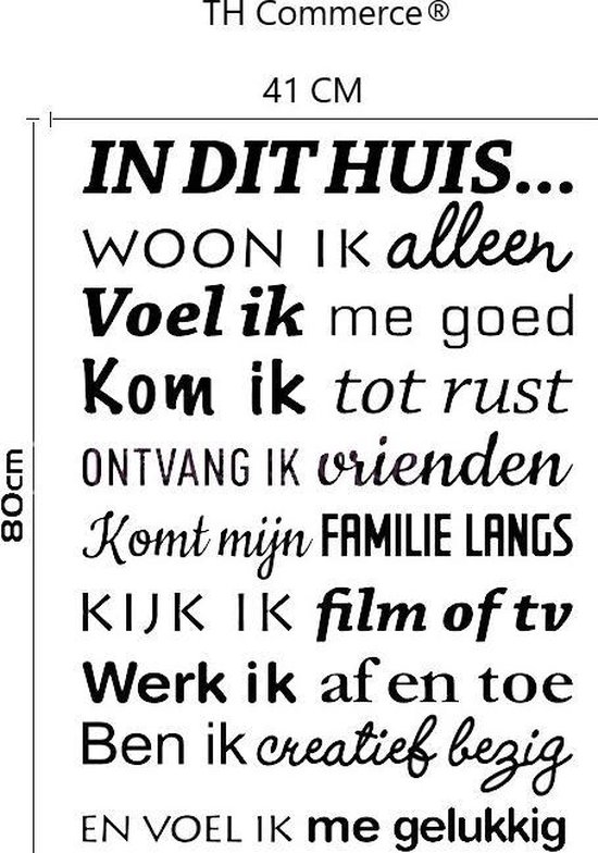 Decoratie Tekst Muursticker - Huis - Alleen - Vrijgezel - Familie - Geluk - Nederlands
