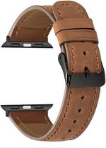 Geschikt voor Apple Watch bandje 38 / 40 / 41 mm - Series 1 2 3 4 5 6 7 8 SE - Smartwatch iWatch horloge band - 38mm 40mm 41mm - Fungus - Leer - Bruin - Mat