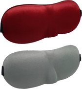 3D Slaapmaskers Grijs & Rood - Thuis - Slaapmasker - Verduisterend - Onderweg - Vliegtuig - Festival - Slaapcomfort - oDaani