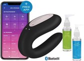 Satisfyer Double Joy Zwart Met app Incl Pleasure Glide Glijmiddel & Toy Cleaner