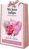 Mix tulpen 'We Love Tulips Pink Love' - geschenktas - set van 20 stuks