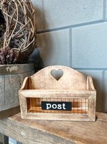 Postbakje - Afmetingen 28 x 18 cm - hout - landelijk stoer en sfeervol wonen - cadeau - vaderdag - moederdag - verjaardag