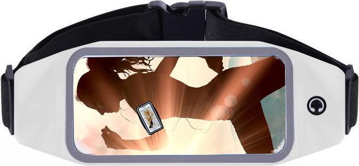Sport Heupband- Running Belt- Sportriem- Hardloopband- Sportband hoesje- Universeel- voor telefoons van Iphone, Huawei, Samsung t/m 6.5 inch- Grijs