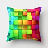 3-D Multi Color kussenhoes met blokjes (500115)