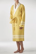 Gevoerde Hamam Badjas Krem Sultan Mustard Yellow - S - Hotelkwaliteit - Sjaalkraag - Luxe badjas - Badstof - Sauna Badjas - Ochtendjas - Badmantel