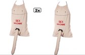 2x Keuken schort Sex machine met penis van pluche - schort fun feest grappig sexy