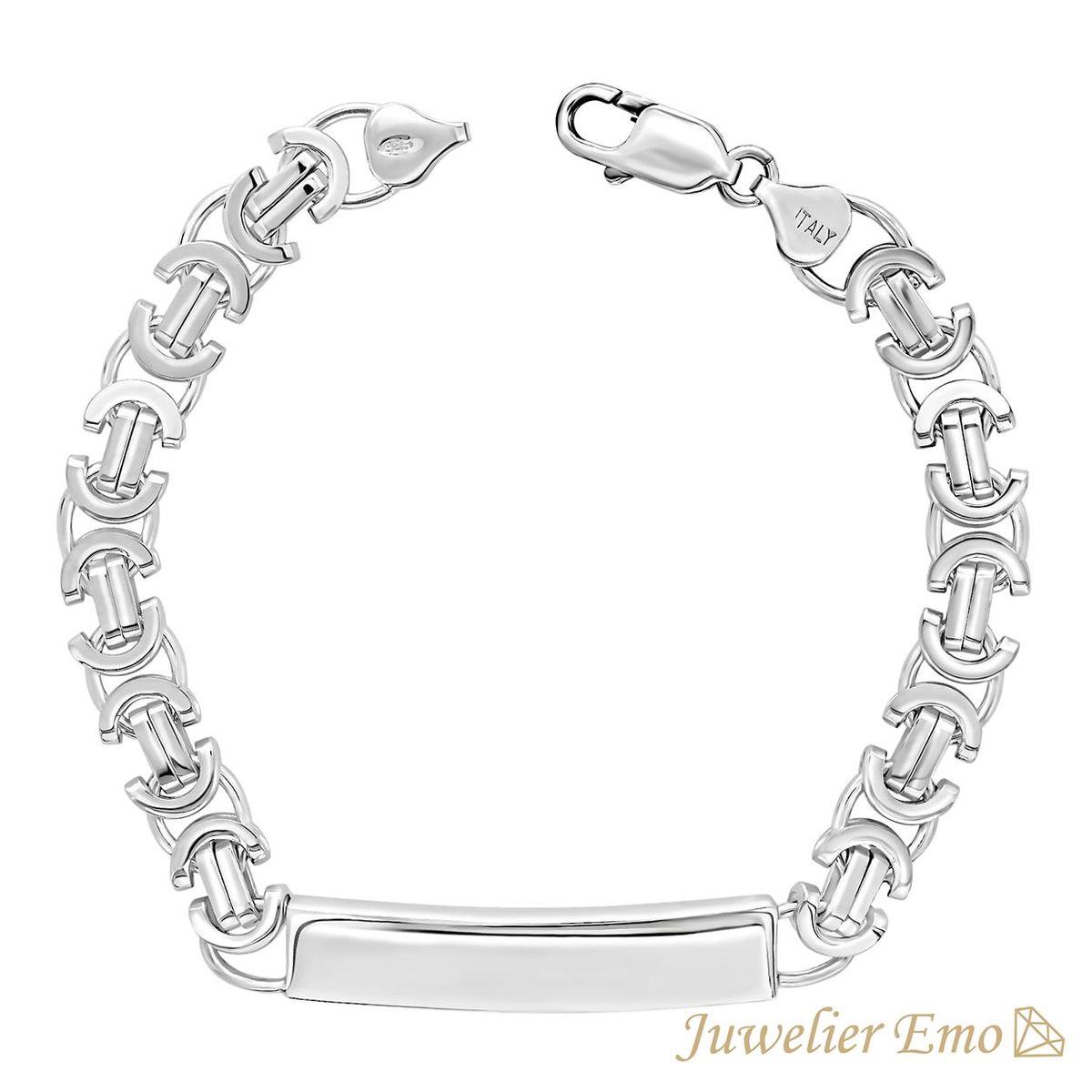 Armband Zilver – Platte Koningsarmband Zilver met Graveerplaat – Dikte 8 MM - Lengte 20 CM