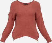 LOLALIZA Trui met gestreept brei patroon - Roze - Maat S