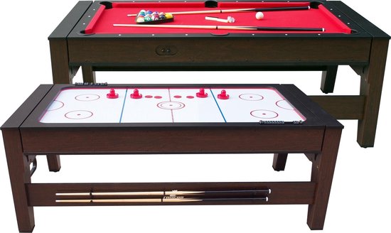 Cougar Reverso Pool & Airhockeytafel 6ft - Verstelbare poten - 2-in-1 Airhockey en Pooltafel - Inclusief één set poolballen, triangel, 2 keuen, biljartkrijt en borstel - 177x92x81cm