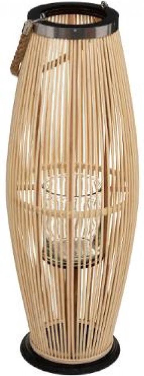 lanterne - bambou bambou avec verre - LARGE - 72 CM H | bol