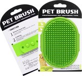 Kattenborstel - Hondenborstel - Vacht verzorgingsborstel hond en kat - siliconen haarborstel - flexibele massage borstel - haar– en klittenkam - Groen