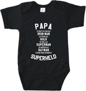 Go Mama - Rompertje - Pap Je bent mijn favoriete Superheld - Romper zwart korte mouw - Maat 50/56 - Vaderdag romper