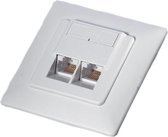 Roline CAT6 Gigabit netwerk inbouw wandcontactdoos met afdekplaat en 2 RJ45 poorten - niet afgeschermd / ivoor